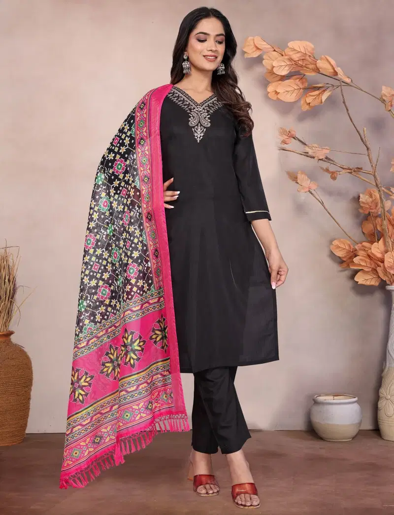 Vedika Hit Cotton by 9Star Blend Embroidered Designer Kurta Set